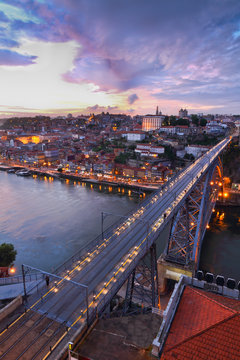 Bridge Ponte dom Luis above Porto , Portugal
