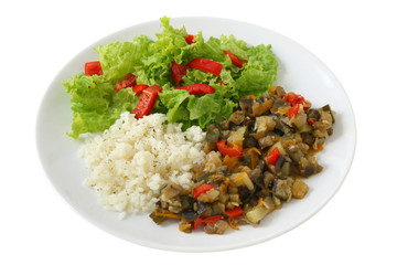 Boiled rice with vegetables