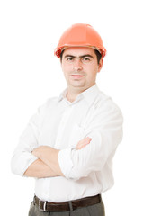 A successful businessman in the helmet.