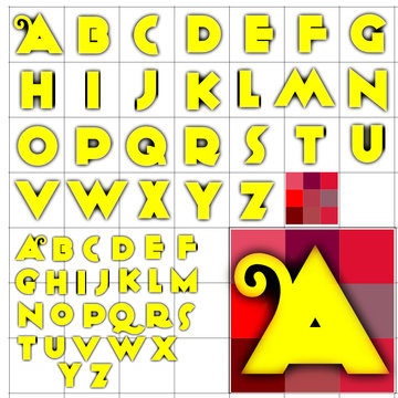 ABC Alphabet background anagram yellow design