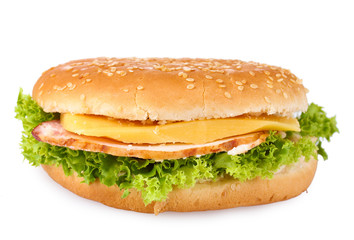 tasty sandwich isolated on white