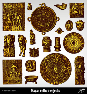 Engraving vintage Maya objects