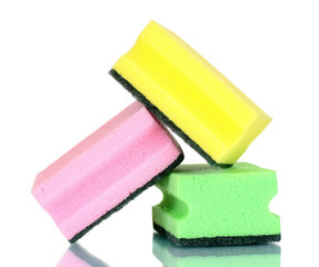bright sponges isolated on white