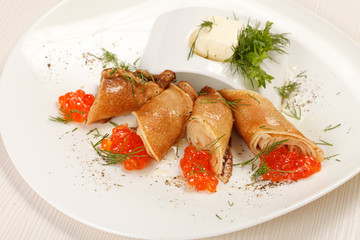pancakes with caviar