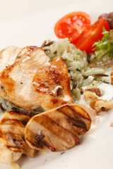 chicken fillet with vegetables and rice