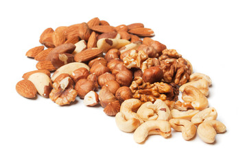 Mixed nuts isolated on white