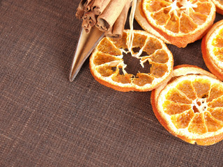Cinnamon and slices of orange