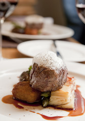 Roasted bone marrow, oxtail rilette,roasted potato gratin