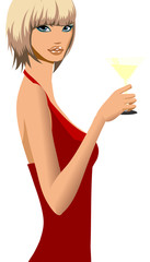 side view of woman holding glass