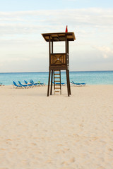 Beach lifeguard tower on the caribbean beach.