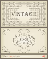 Vintage brown label vector background set