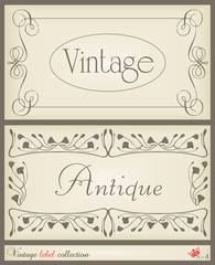 Vintage brown label vector background set