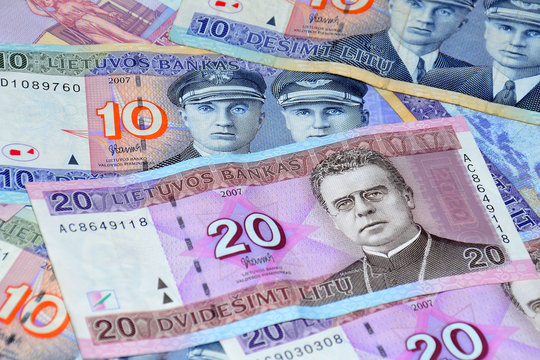 Lithuanian money close-up