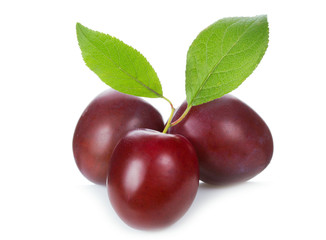 plums with leaf
