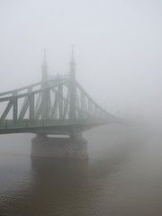 Fog over the Danube river in Budapest (vertical)