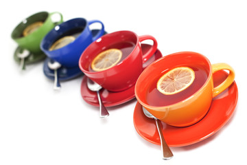 Colored tea cups