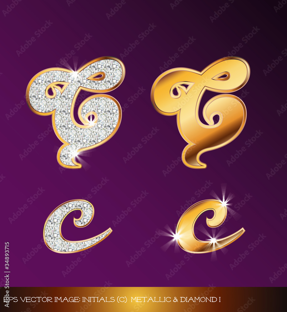 Wall mural eps vector image: initials (ｃ) metallic & diamond i