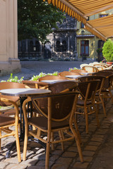 Cafe on the calm street of the old European city.