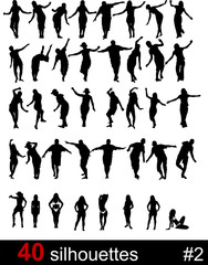 Silhouettes of active people