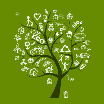 Green ecology tree concept for your design