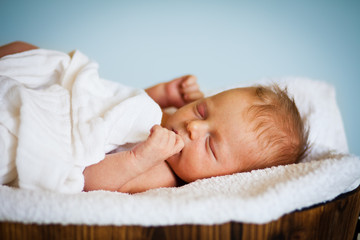 Portrait of a newborn caucasian girl