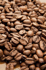 Closeup image of coffee beans. Can be used as a food background.