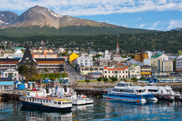 Ushuai Harbor,Tierra del Fuego. Argentina - obrazy, fototapety, plakaty