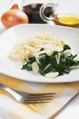 Italian pasta with garlic and sliverbeet