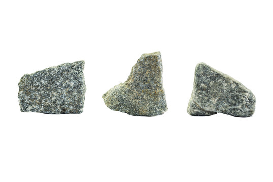 Set of three rocks, isolated on white.