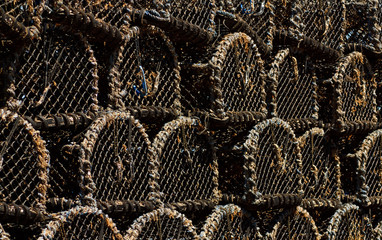Stack of Traditional Lobster Pots