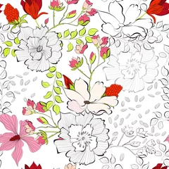 Papier Peint photo Fleurs abstraites Modèle sans couture avec des fleurs décoratives