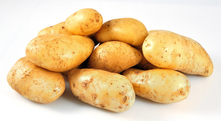 Potatoes on white background.