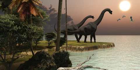 Fotobehang Brachiosaurus Sunset © Catmando