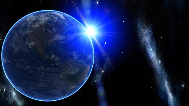 3d Earth Animation 30. Zooming through space