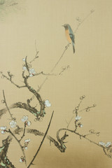 襖絵　花と小鳥