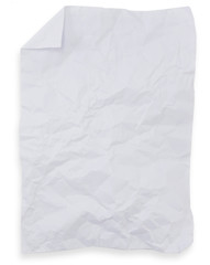 White crumpled paper on white background