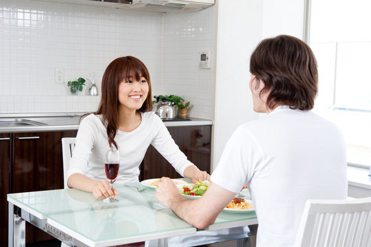 A Young Couple Eating Lunch