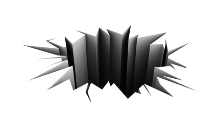 cracked floor. hole in the white pavement.