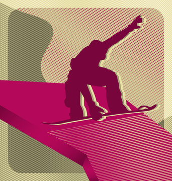 Modern abstract sport vector background design. Snowboarding.