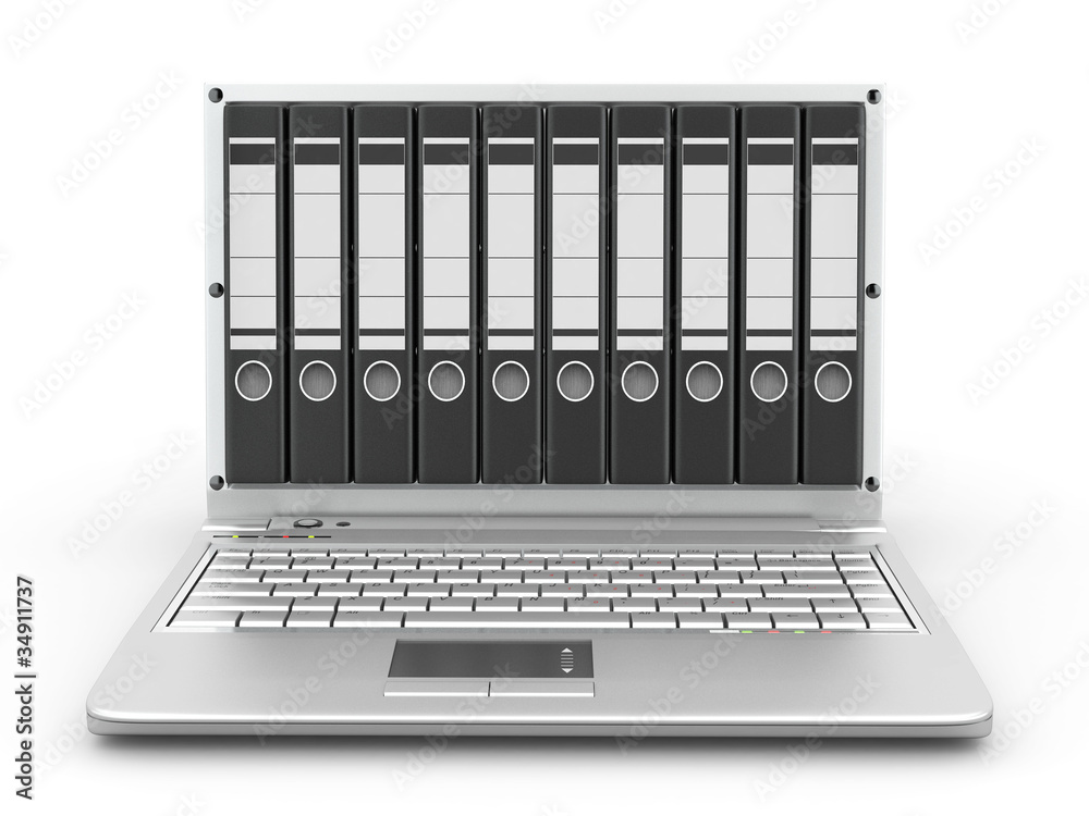 Poster Archive. Laptop with folders instead of the screen