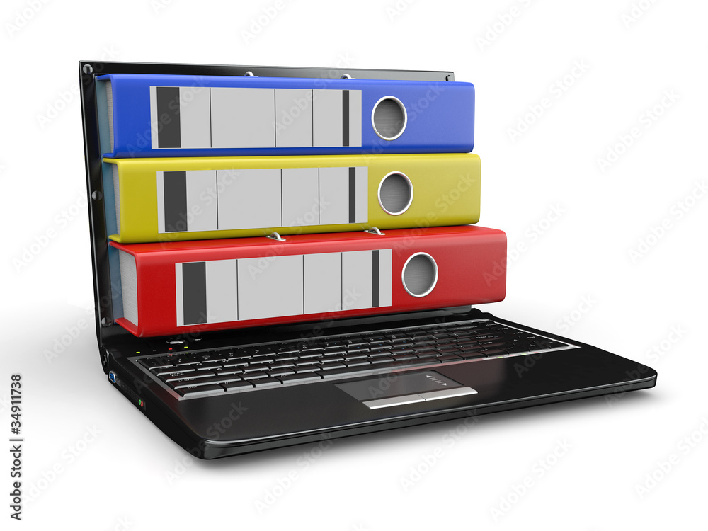 Poster Archive. Laptop with folders instead of the screen