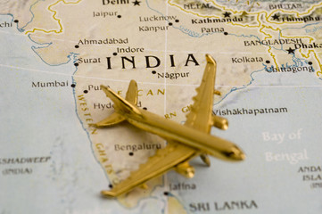 Fototapeta na wymiar Plane Over India
