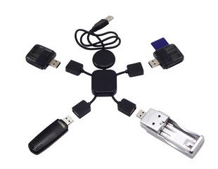 USB 2.0 Hub  in the form of the little man with gadgets