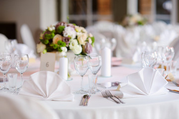 Table set for an event party or wedding reception