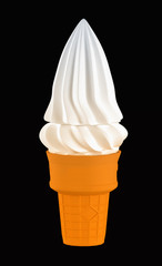 Cone ice cream isolated over black