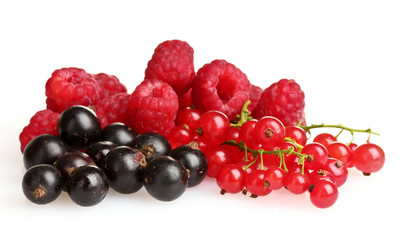 Fresh delicious summer berries isolated on white