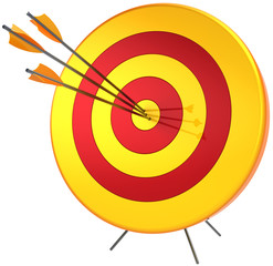 Target success hitting with arrow. Perfectly accuracy shooting