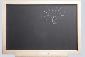 light bulb on blackboard