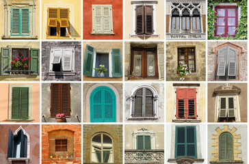 Stock Photo: collection of old windows from Italy