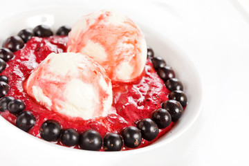 Ice cream with fresh berries